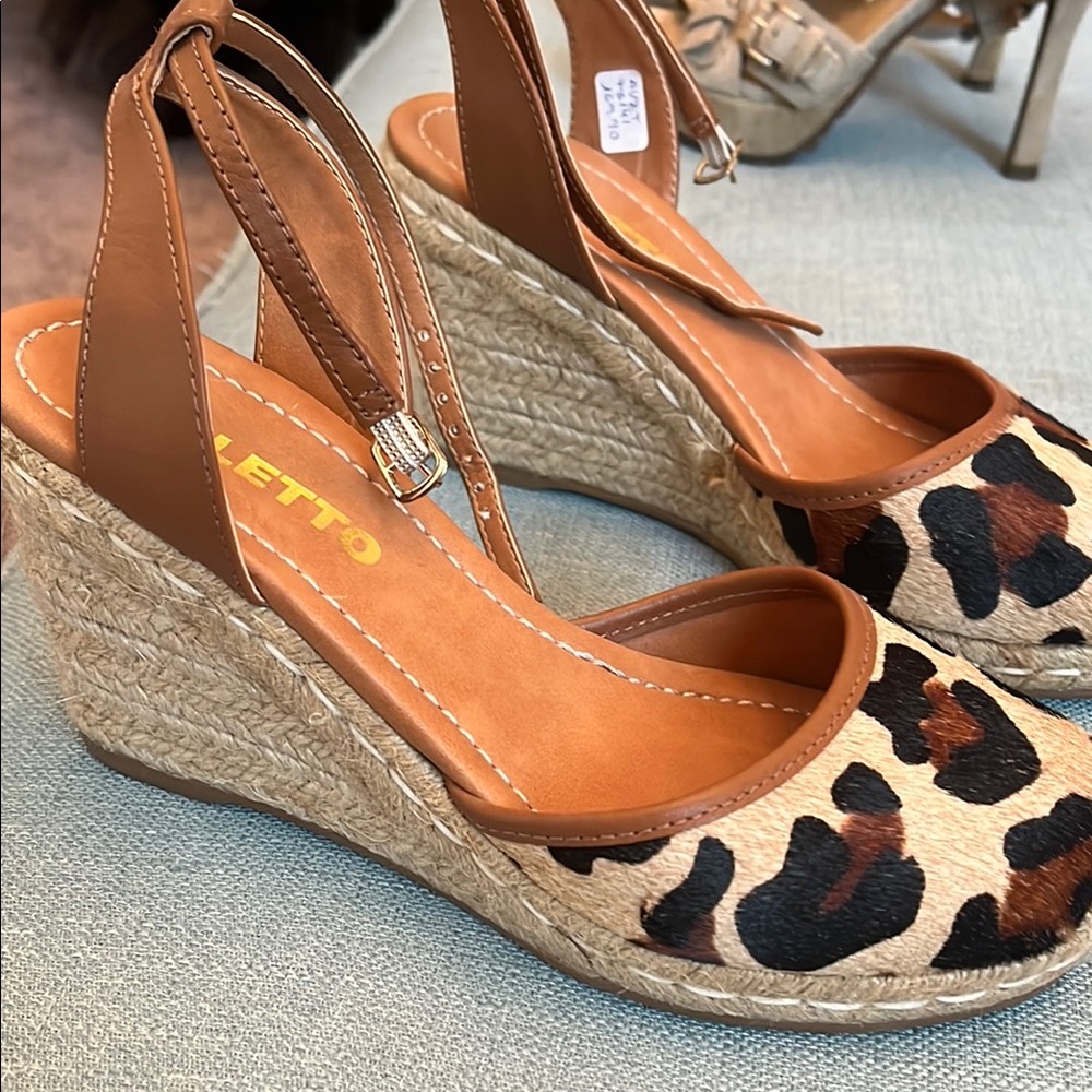 Leopard Print Wedge Sandals